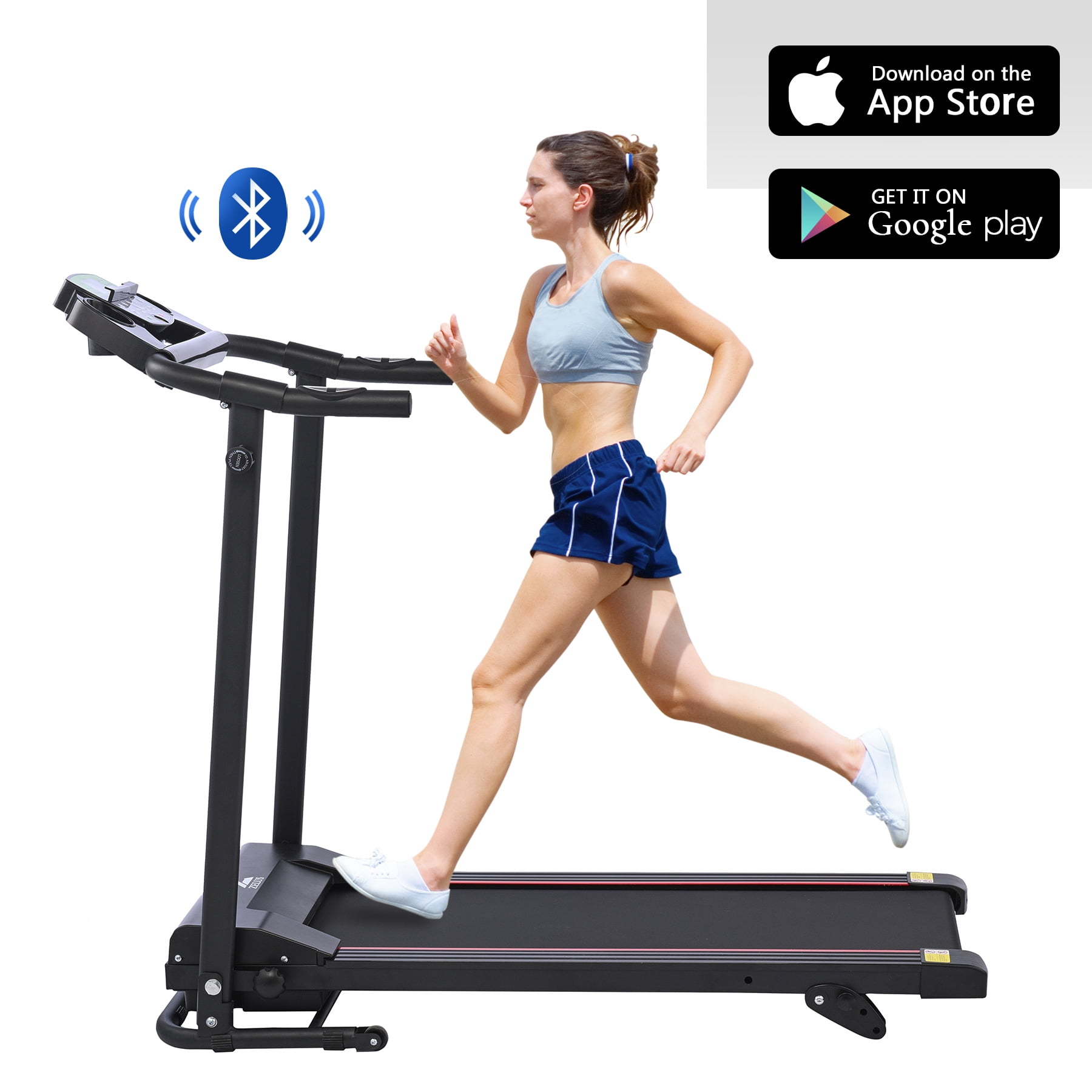 750W 6.2mph Folding Treadmill with 3 Levels of Incline for Home or Office with Bluetooth FitKit App