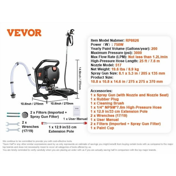 750W 950W Airless Paint Sprayer 3000PSI High Efficiency Electric Airless Sprayer Handheld Paint Sprayers Home Interior