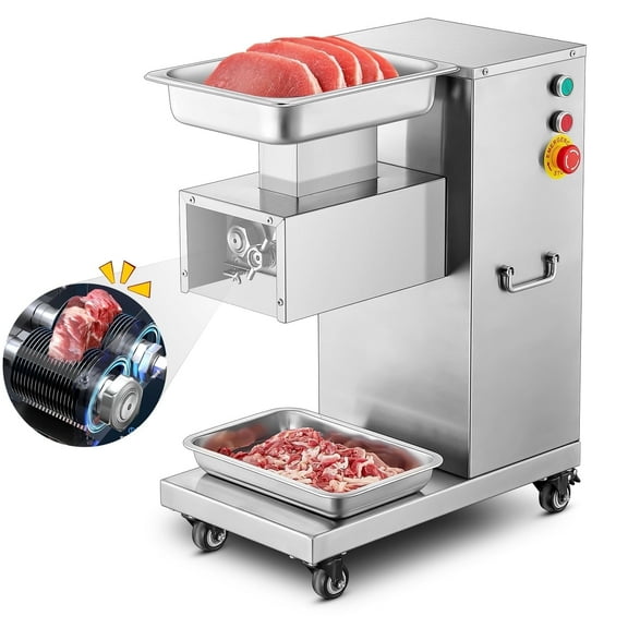 Commercial Meat Cutter Slicer Machine, 750 Watts Meat Cutting Machine, 2.5mm Blade Removables 1100 Lbs/H 110V Stainless Steel
