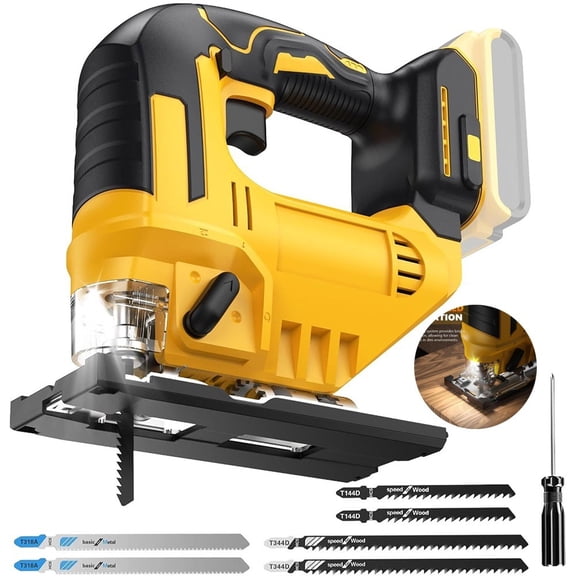 750W Cordless Jigsaw Power Saw 2700 SPM, Multi Tool Heads Included, For Wood Metal PVC Cutting, DIY Home Improvement & Professional Use, Compatible with Dewalt 20V Batteries (Tool Only)