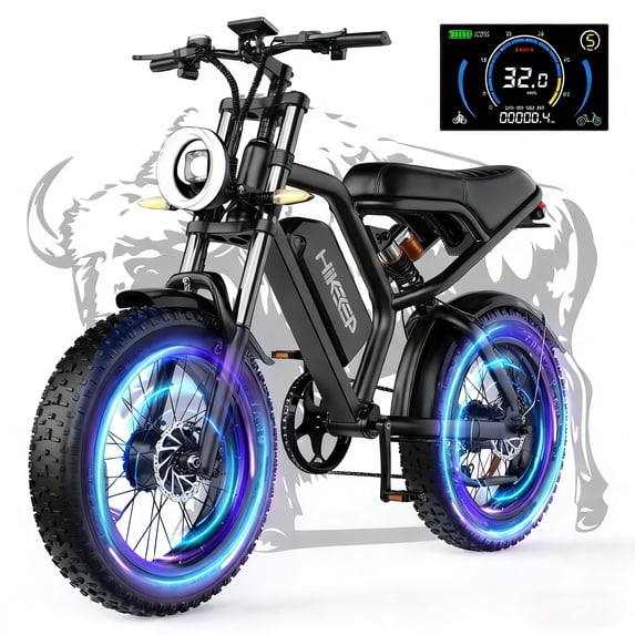 750W Dual Motor Electric Bike, 48V/15.6Ah Removable Li-Ion Battery, 20" 4.0 Fat Tire Electric Mountain Bicycle,32MPH Ebike for Adults UL2849