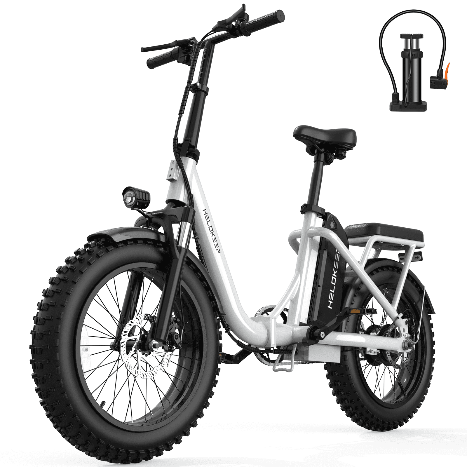 COCO 750W Foldable Electric Bike for Adults, 48V 10Ah Removable Battery Ebike, 16" × 4" Fat Tires, Lightweight Steel Frame, Front Suspension, White
