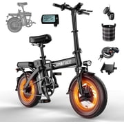 Electric Bike for Adults, Folding Electric Bike for Family Trips & Leisure, 14In Fat Tire Electric Bike, 750W 25MPH 31 Miles, 48V 20AH Removable Foldable E bike for Weekend Riding