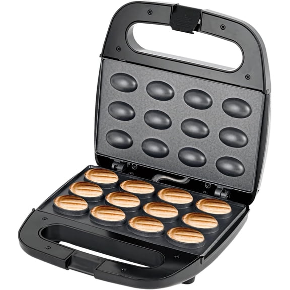 750W Home Maker Donut Machine 12 Piece Round Cake Molds Silver Black Dual Sided Heating Portable Handle Baking Quick Breakfast & Cake Ideal Parties