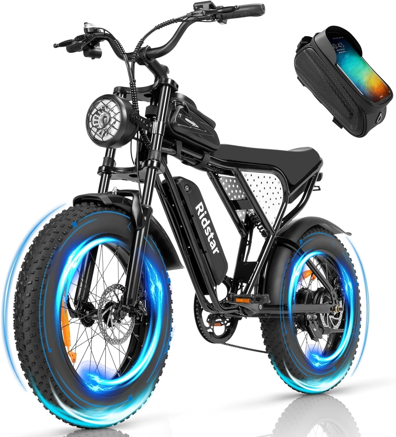 Ridstar 20" Electric Fat Tire Mountain Bicycle for Adults, 750W