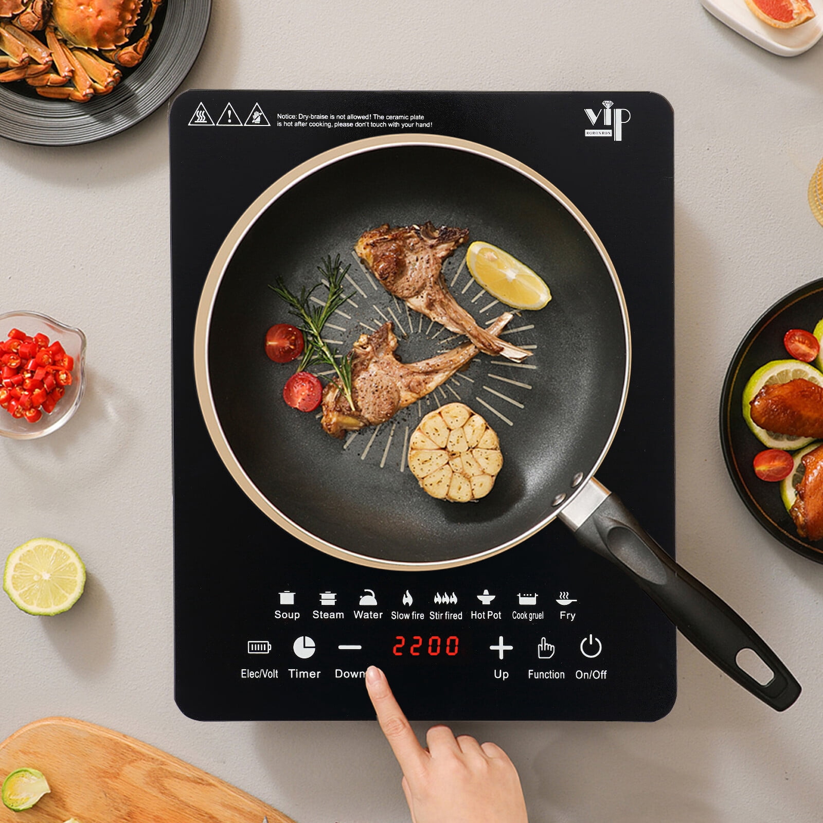 750W Modern Rectangular Portable Kitchen Countertop Induction Cooktop Burner Electric Hot Stove Black 11.02*13.78*2.36in for Dorm Rooms, Home Kitchens, Backyard Cooking