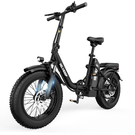 Helokeep Folding Electric Bike for Adults, 16" Fat Tire Spoked Wheels, 1200W Peak Motor, 48V 10Ah Battery, UL2849 Certified, Black, Off-Road Only