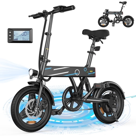 750W Peak Ebike for Teens,14" Folding Electric Bicycle,20 mph Campus Mini E-bikes,Black
