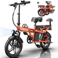 thumbnail image 1 of 750W Peak Electric Bike for Adults, 16" Electric Commuter Bike, 48V 15Ah Removable Battery Folding Ebike, One-Piece Tire City E-Bicycle, Max.20mph & 45 Miles UL2849 Orange, 1 of 11