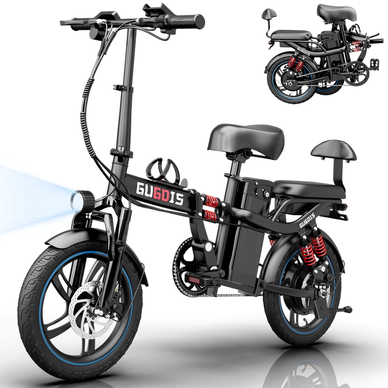 750W Peak Electric Bike for Adults, 16" Electric Commuter Bike, 48V 15Ah Removable Battery Folding Ebike, One-Piece Tire City E-Bicycle, Max.20mph & 45 Miles UL2849 Black
