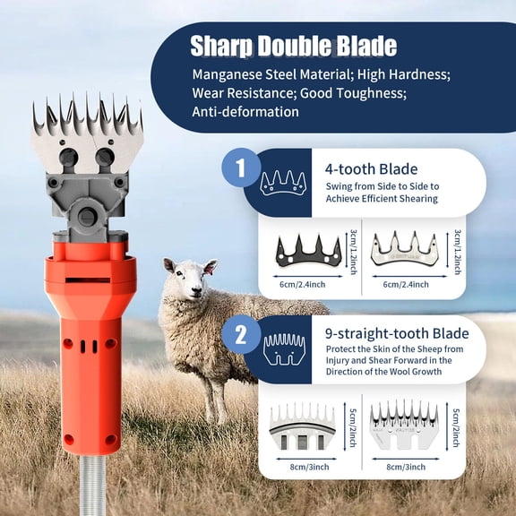 750W Professional Heavy Duty Electric Sheep Shears, High Power Motor, Efficient Wool Clippers for Sheep