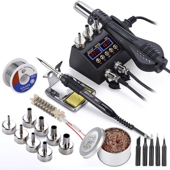750W Rework Soldering Station 2 in 1 hot air soldering iron LCD Digital display welding station ,Complete Set