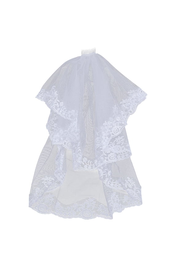 750mm Wedding Cathedral Veil Long Mesh Tulle Bridal Veils White Embroidered Edge Simple Wedding Veil with Comb Headwear Gothic