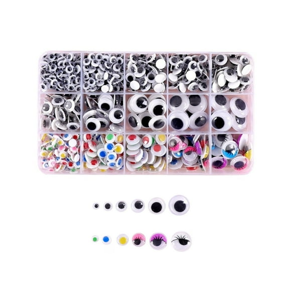 750pcs Google Eyes Stickers Black and Multi Colors Self Adhesive Wiggle Decor for DIY Crafts/Toy Accessories
