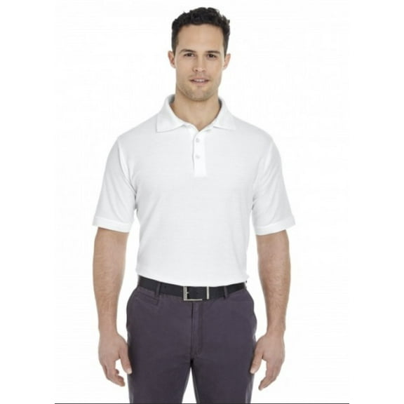 7510 UltraClub Men's Platinum Honeycomb Pique Polo White 2XL