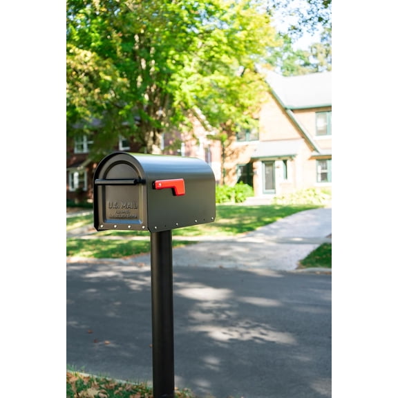 7516B-10 Pacifica In-Ground Steel Mailbox Post, Alloy Steel, One Size, Black