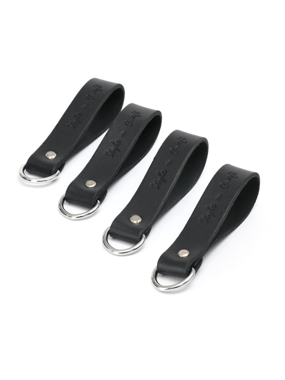 75202 - Leather D-Ring Loops for Suspender Attachment in Black (4 Piece Set) | Style n Craft