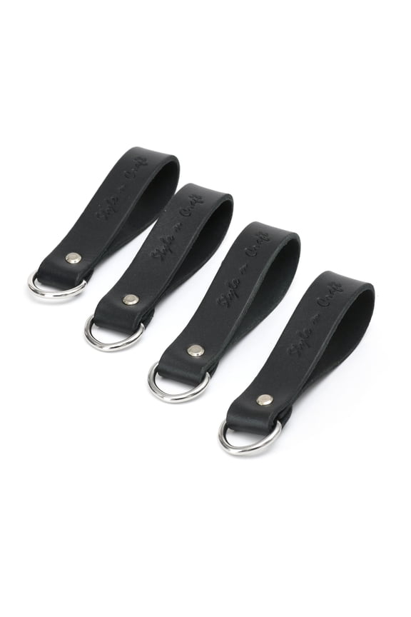75202 - Leather D-Ring Loops for Suspender Attachment in Black (4 Piece Set) | Style n Craft