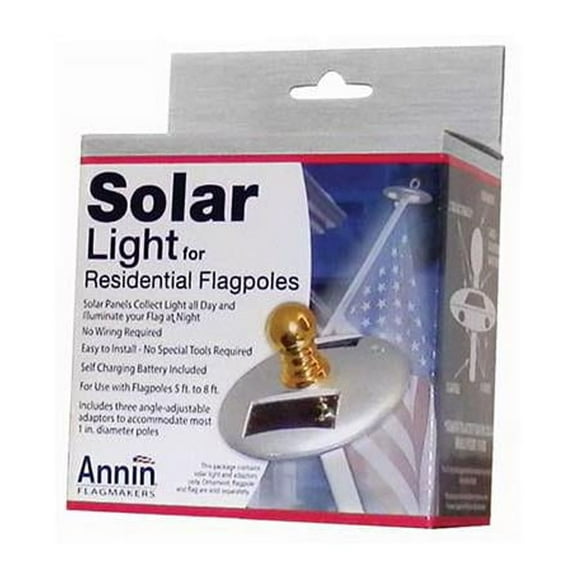 Annin Flagmakers Flag Pole Solar Light Mini Small Flagpole Light - Silver - 1 Piece
