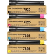 7525 Toner Cartridge High Yield Compatible with Xerox Workcentre 7830 7835 7845 7855 7970 7525 7530 7535 7545 7556 7830i 7835i 7845i 7855i 7970i Printers 4 Pack,Black Cyan Yellow Magenta
