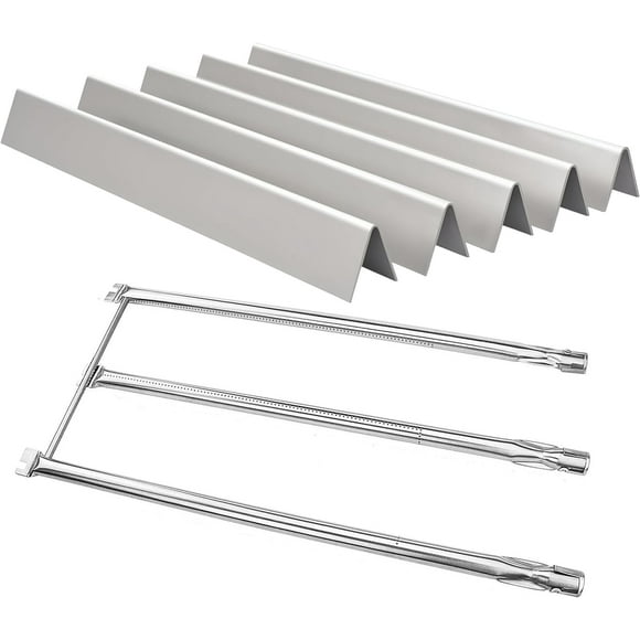 7536 7508 Gas Grill Replacement Burner Tube Kit & Flavorizer Bars for Weber Spirit E310 320 (with Side Mounted Control Panel Older Model) Genesis Silver Gold Platinum B C 65093 65903, Stainless Steel