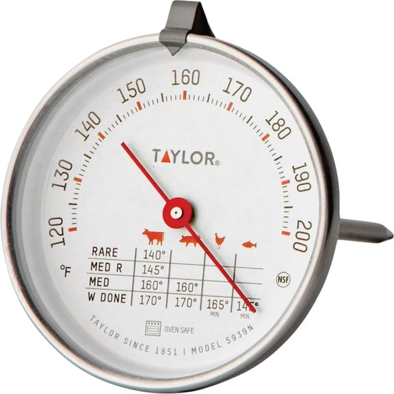 Taylor Meat Thermometer Meat 120 To 200 Deg F 2-3/4" Dia. Dial