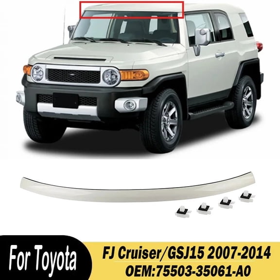 75503-35061-A0 Upper Outer Moulding Trim Front Top Windshield Compatible with 2007-2014 Toyota FJ Cruiser/GSJ15