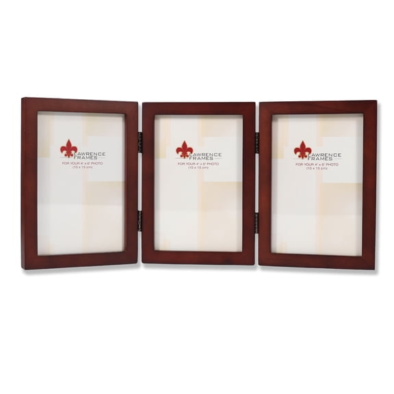 755946T Espresso Wood 4x6 Hinged Triple Picture Frame