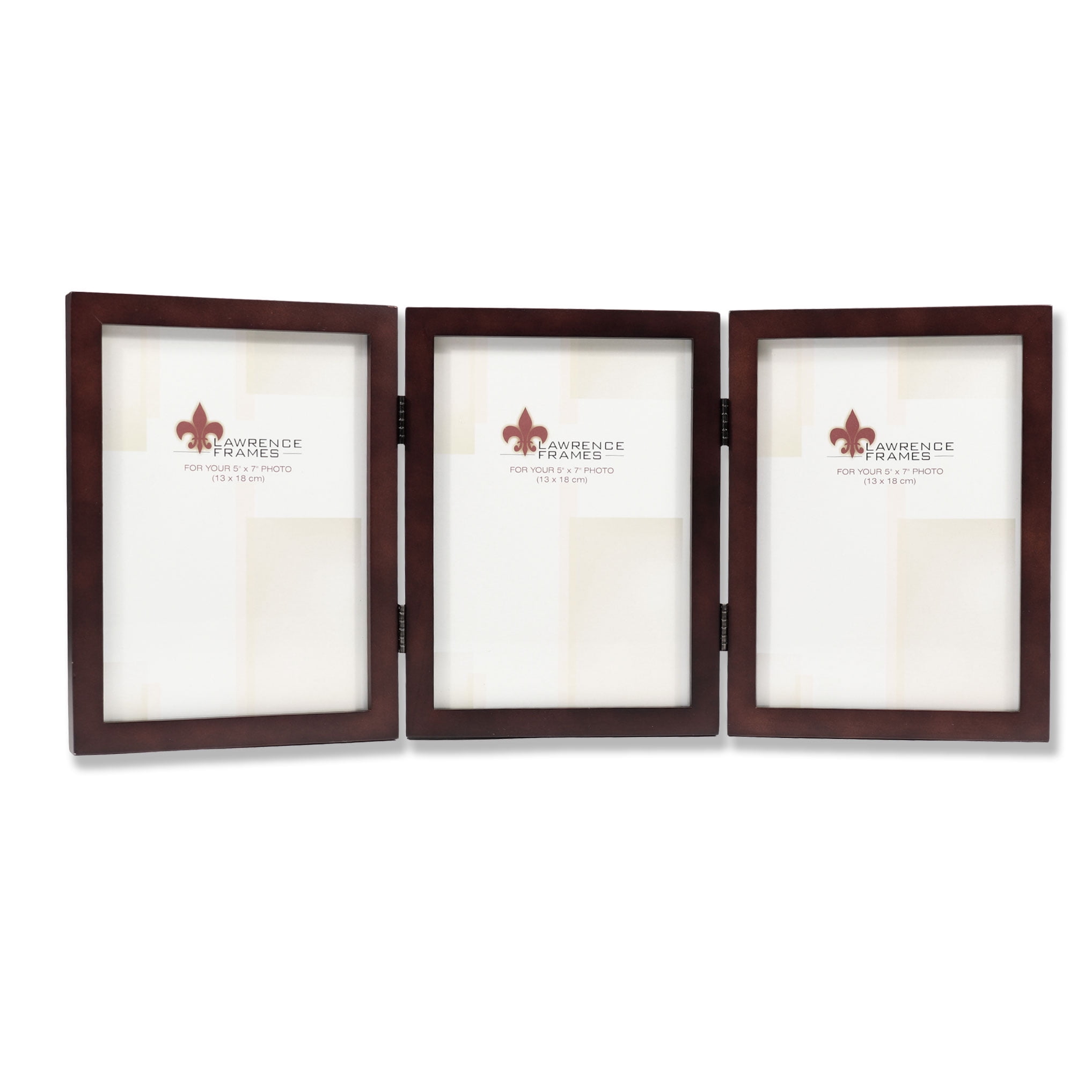 755957T Espresso Wood 5x7 Hinged Triple Picture Frame