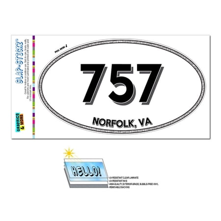757 - Norfolk, VA - Virginia - Oval Area Code Sticker