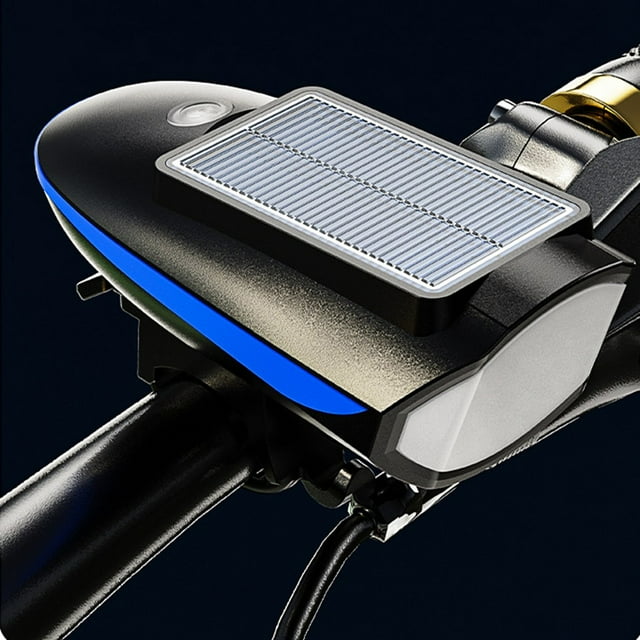 7588 Solar Led Bicycle Light Rechargeable Headlight With Horn For