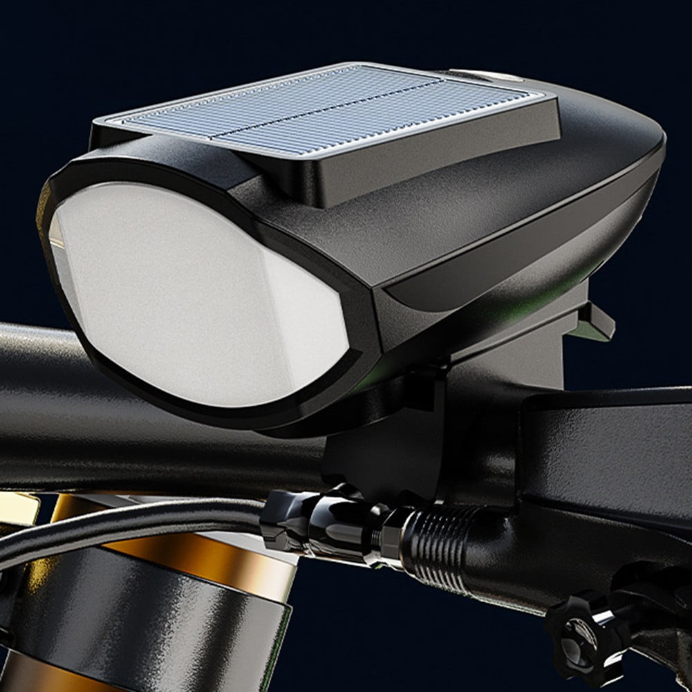 7588 Solar Led Bicycle Light Rechargeable Headlight With Horn For