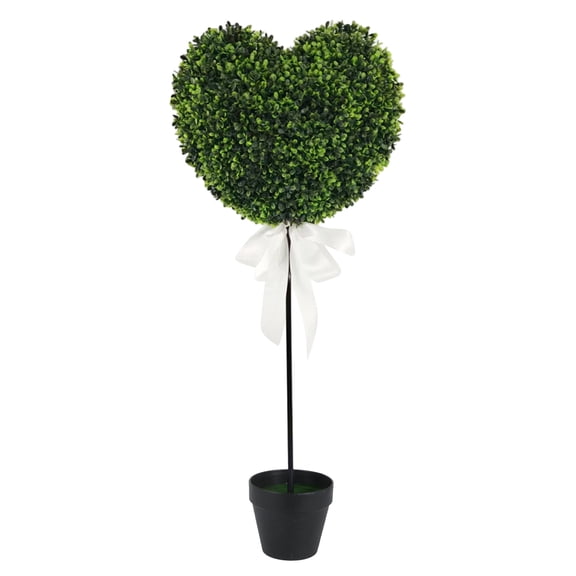 75CM Artificial Heart-Shaped Topiary Tree Potted Design Without Cement Base,green