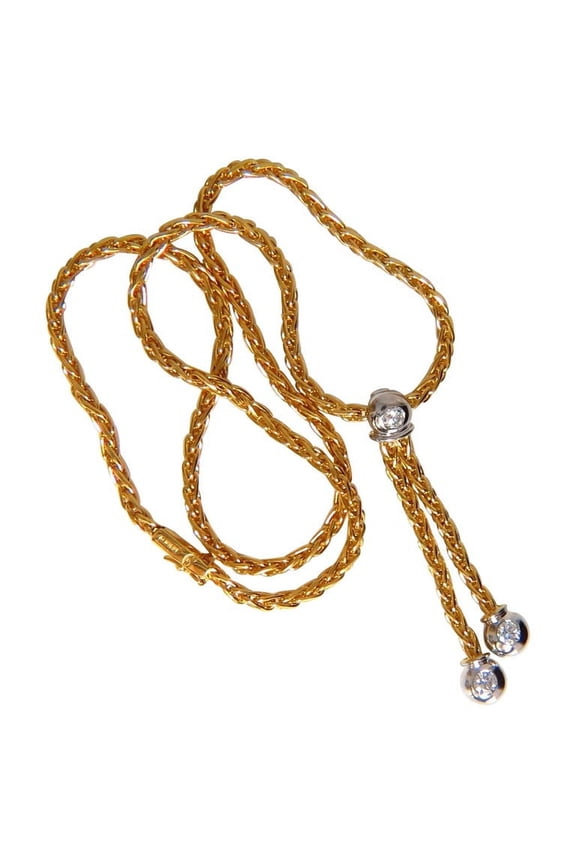 .75CT ROUND BRILLIANT DIAMONDS DANGLING BOLO TIE FORM NECKLACE 18KT G/VS