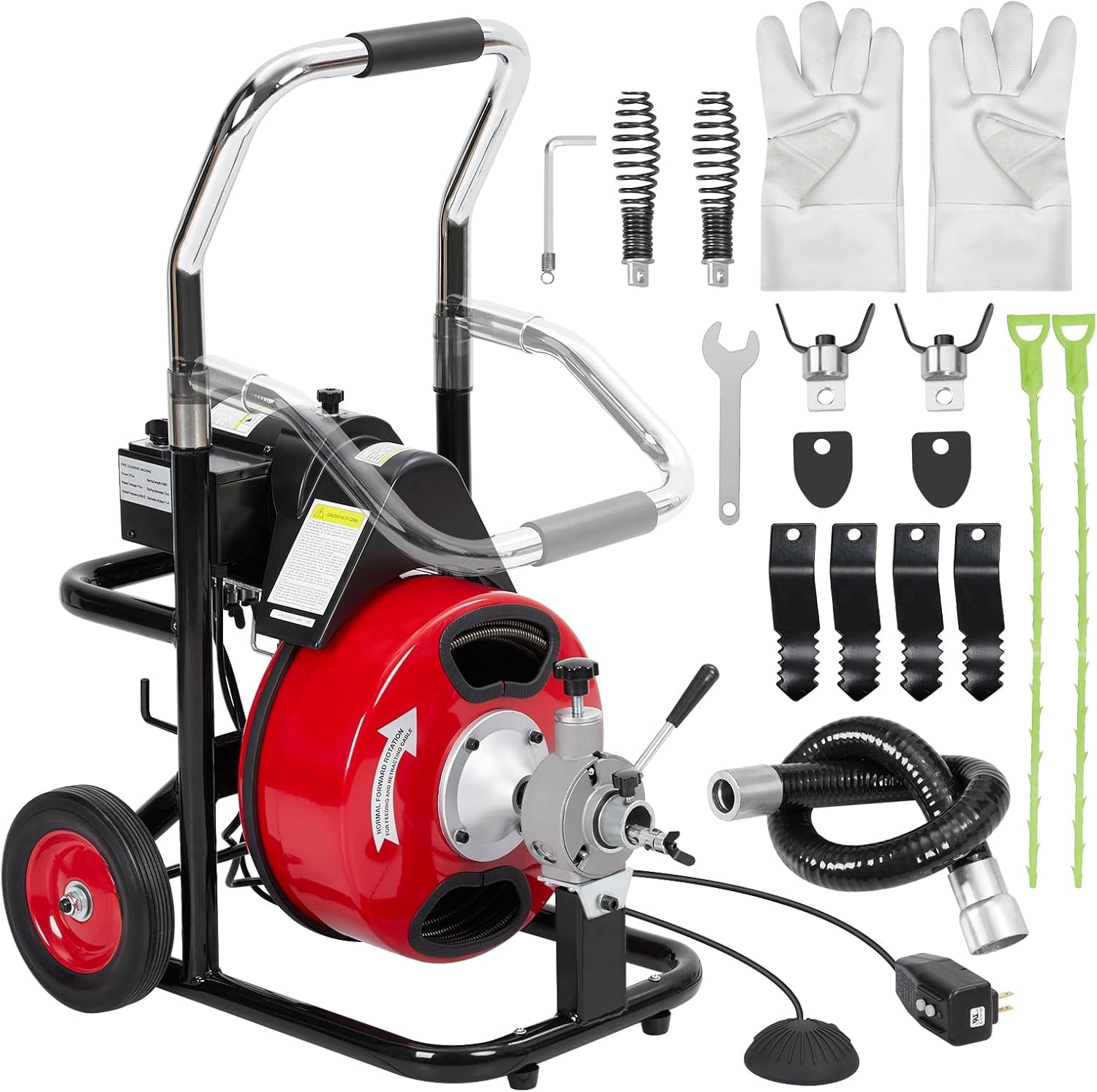 75FT 3/8 Inch Electric Sewer Snake, Auto Feeding Drain Auger Cleaner ...