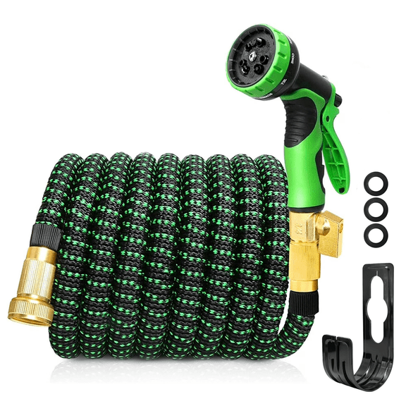 75FT Expandable Water Hose – Flexible Lightweight No-Kink Garden Hose for Outdoor Watering, Car Wash, Lawn & Yard with Leakproof Brass Fittings, Durable Expanding Water Hoses