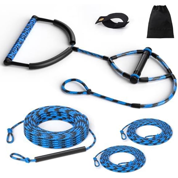 75FT Wakeboard Rope and Handle, 4 Sections Adjustable Water Ski Ropes for Water Skiing, Floating Wakeboard Tow Rope Watersport Lines for Waterskiing, Wakeboarding, Kneeboarding