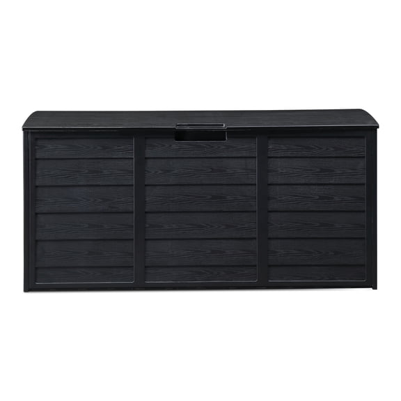 75Gal 280L Outdoor Garden Plastic Storage Box Lockable Seat with Wheels Weatherproof UV Resistant for Tools Cushions Toys Grey