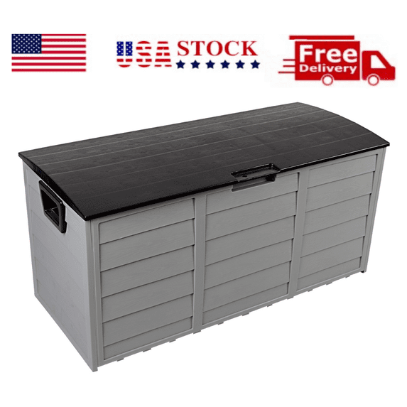 75Gallon Outdoor Garden Storage Deck Box Chest Tools Cushions Toys Lockable Seat