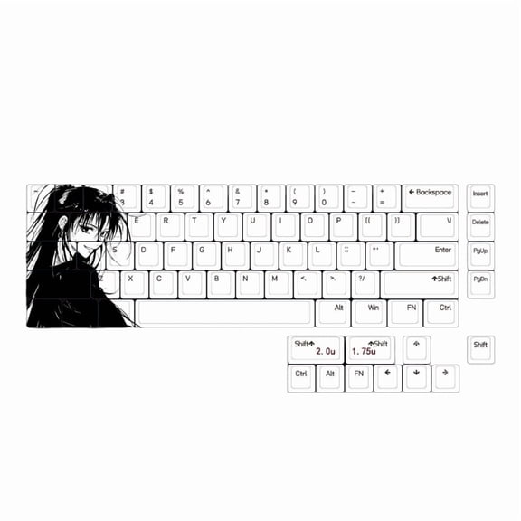 75Keys Heroine Keycaps 5Sides Dye Sublimation For Mechanical Keyboard Cherry Height For Typing and Gaming