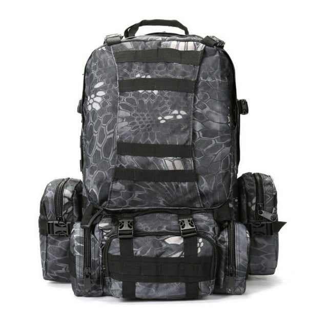 75L Large Tactical Backpack - Multi-Compartment Rucksack for Outdoor Gear (Black Python)