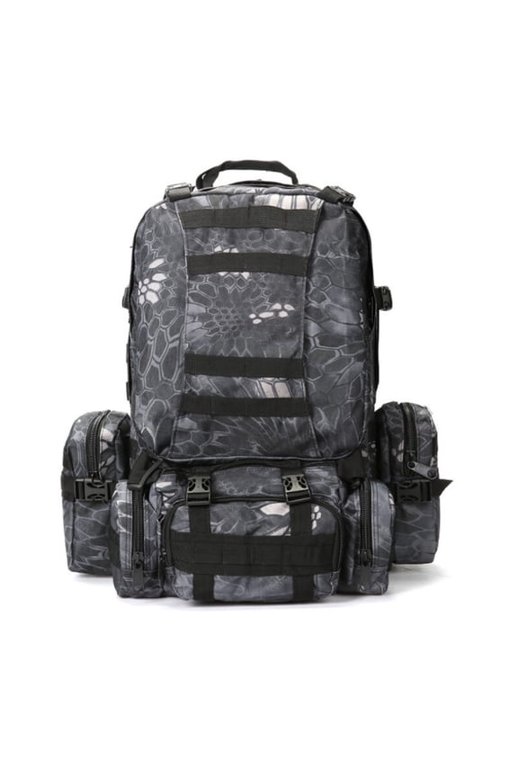 75L Large Tactical Backpack - Multi-Compartment Rucksack for Outdoor Gear (Black Python)
