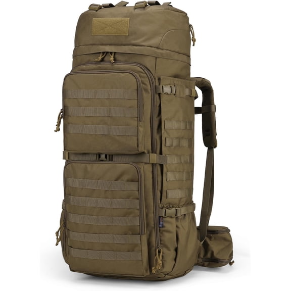 75L Molle Hiking Internal Frame Backpacks with Rain Cover for Camping,Backpacking,Travelling(Khaki)