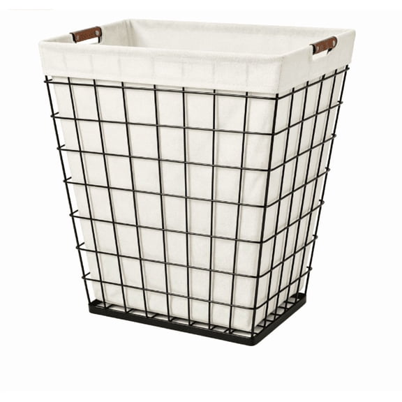 75L Rectangular Steel Wire Laundry Hamper With Removable Liner, Natural, Adult