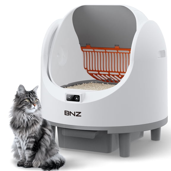 75L Smart Automatic Self-Cleaning Cat Litter Box,Open Top,with Safety Sensor,White