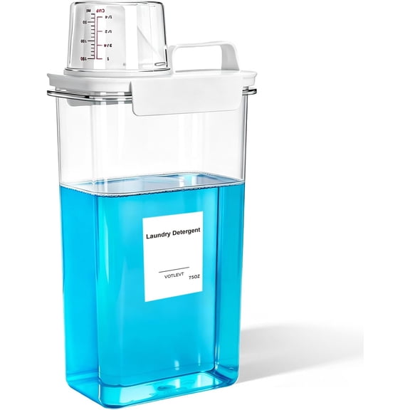 75OZ Laundry Detergent Dispenser, Liquid Laundry Soap Dispenser, Fabric Softener Organizer, Clear Plastic Powder Laundry Detergent Container, 1PACK