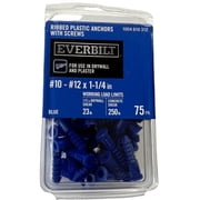 75PK Everbilt #10-12 x 1-1/4 in Ribbed Plastic Anchors with Drywall Plaster Screws