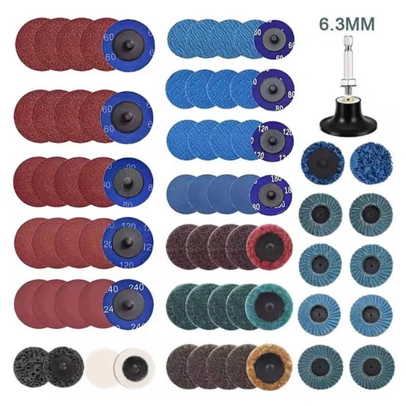 75Pcs 2 Inch die Grinder Sanding Disc, Roll Lock Quick Change Disc for Drill 1/4 Holder, Prep Strip Grind Polish Finish Burr Rust Paint Removal