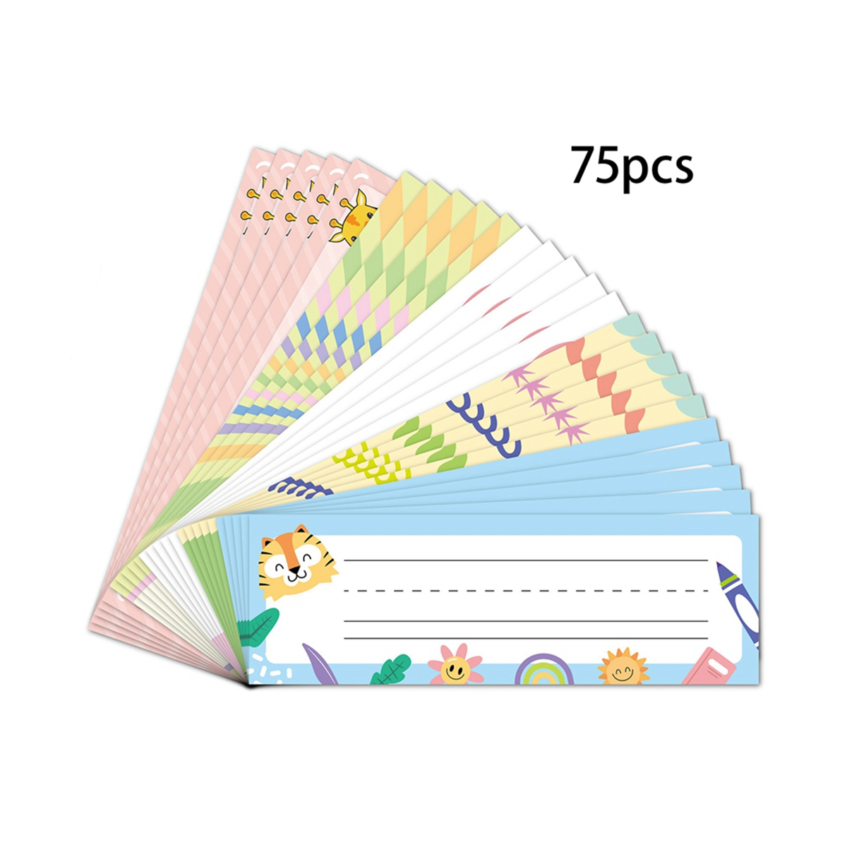 75Pcs Book Labels, Exercise Book Labels, Name Plate, Can Be Written On