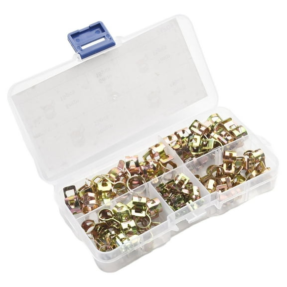 75Pcs Car Truck Spring Clips Fuel Oil Water Hose Clip Pipe Tube Clamp Fastener Assortment Kit Self Clamping Fuel Hose Clamps